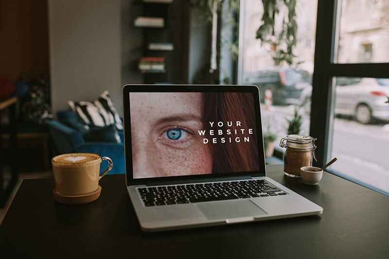 Macbook in the cafe – 7 photo mockups